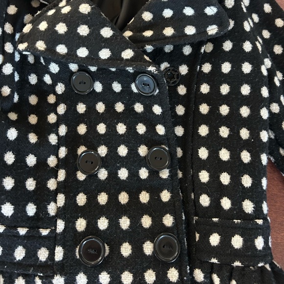 Black and white polkadot pea coat - Picture 2 of 5